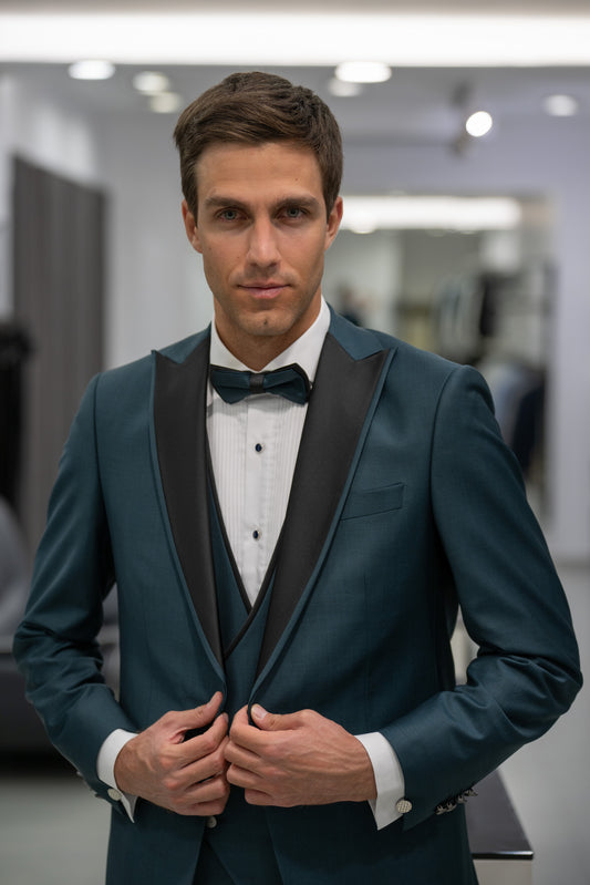 Γαμπριάτικο Κοστούμι Angelos Bratis Andros Peak Lapel | Petrol